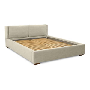 Béžová čalúnená dvojlôžková posteľ s úložným priestorom s roštom 180x200 cm Dreamer – Scandic